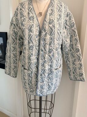 Billabong Quilted Geometric Jacket - Light Blue & Cream